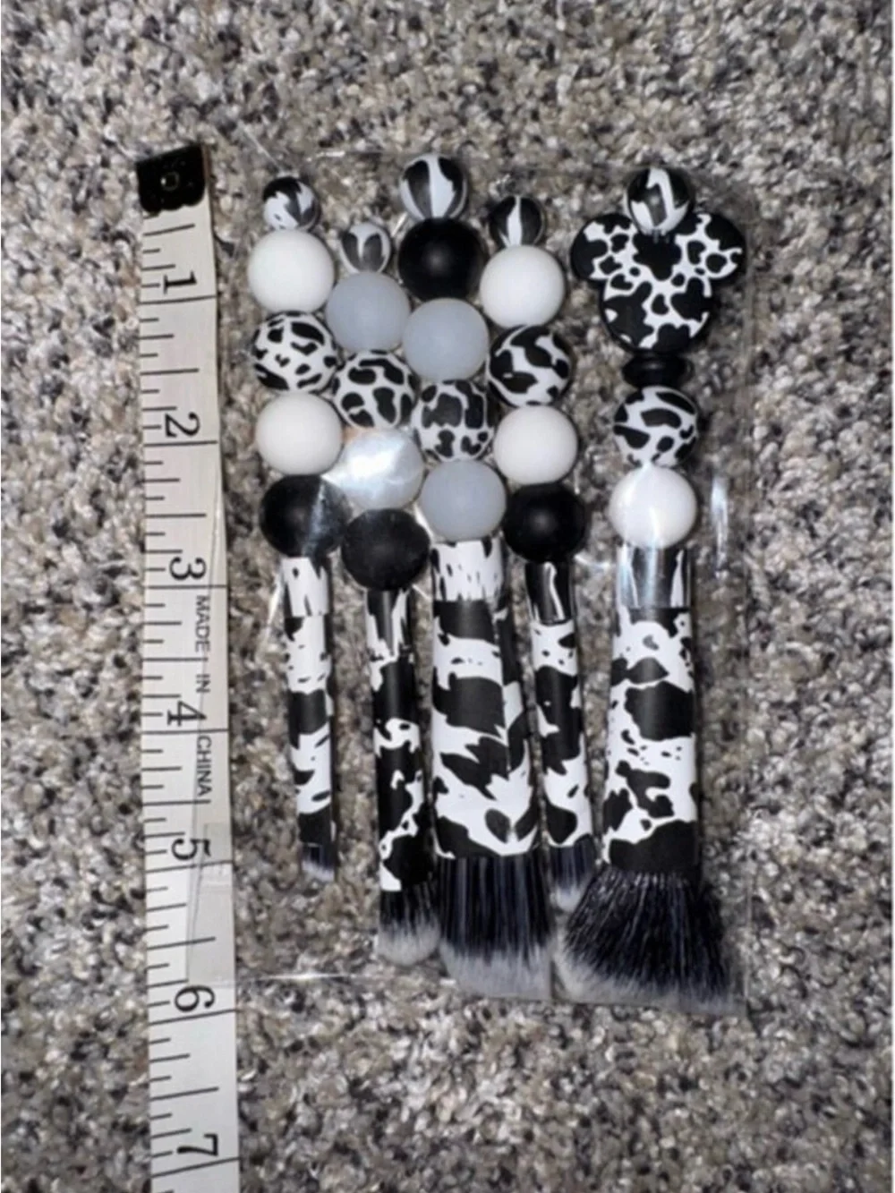 Handmade Cow Print Makeup Brush Set